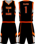 SportUniform Dallas Sublimated Basketball Uniform, color: Black/Orange