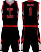 SportUniform Dallas Sublimated Basketball Uniform, color: Black/Red