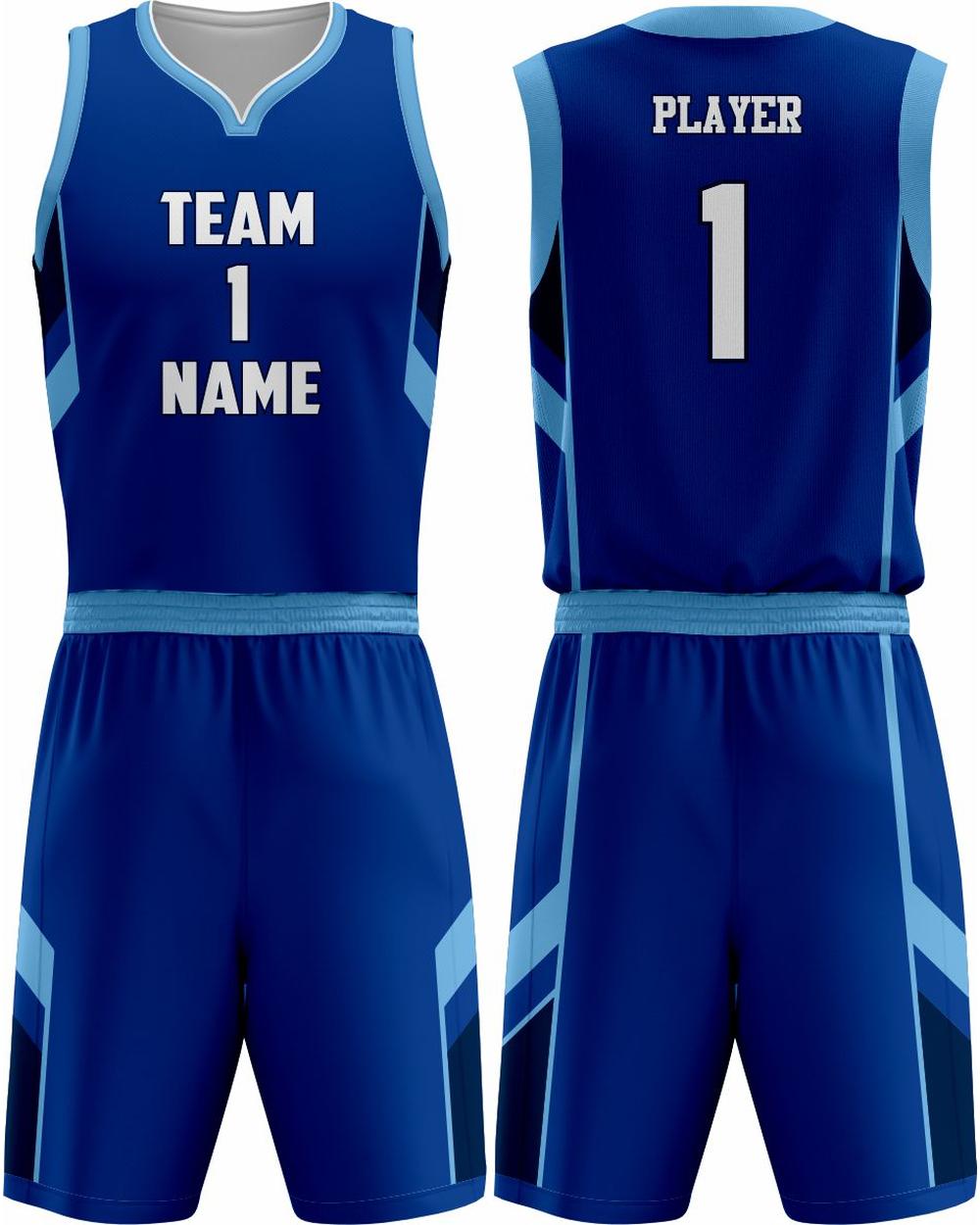 SportUniform Dallas Sublimated Basketball Uniform, color: Royal/Carolina Blue
