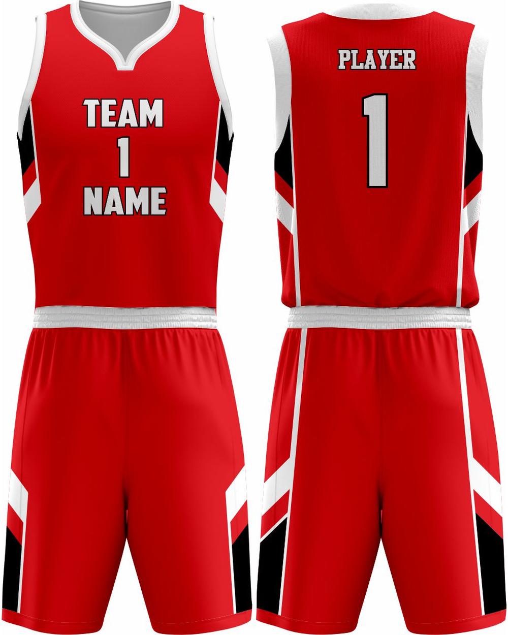 SportUniform Dallas Sublimated Basketball Uniform, color: Red/White