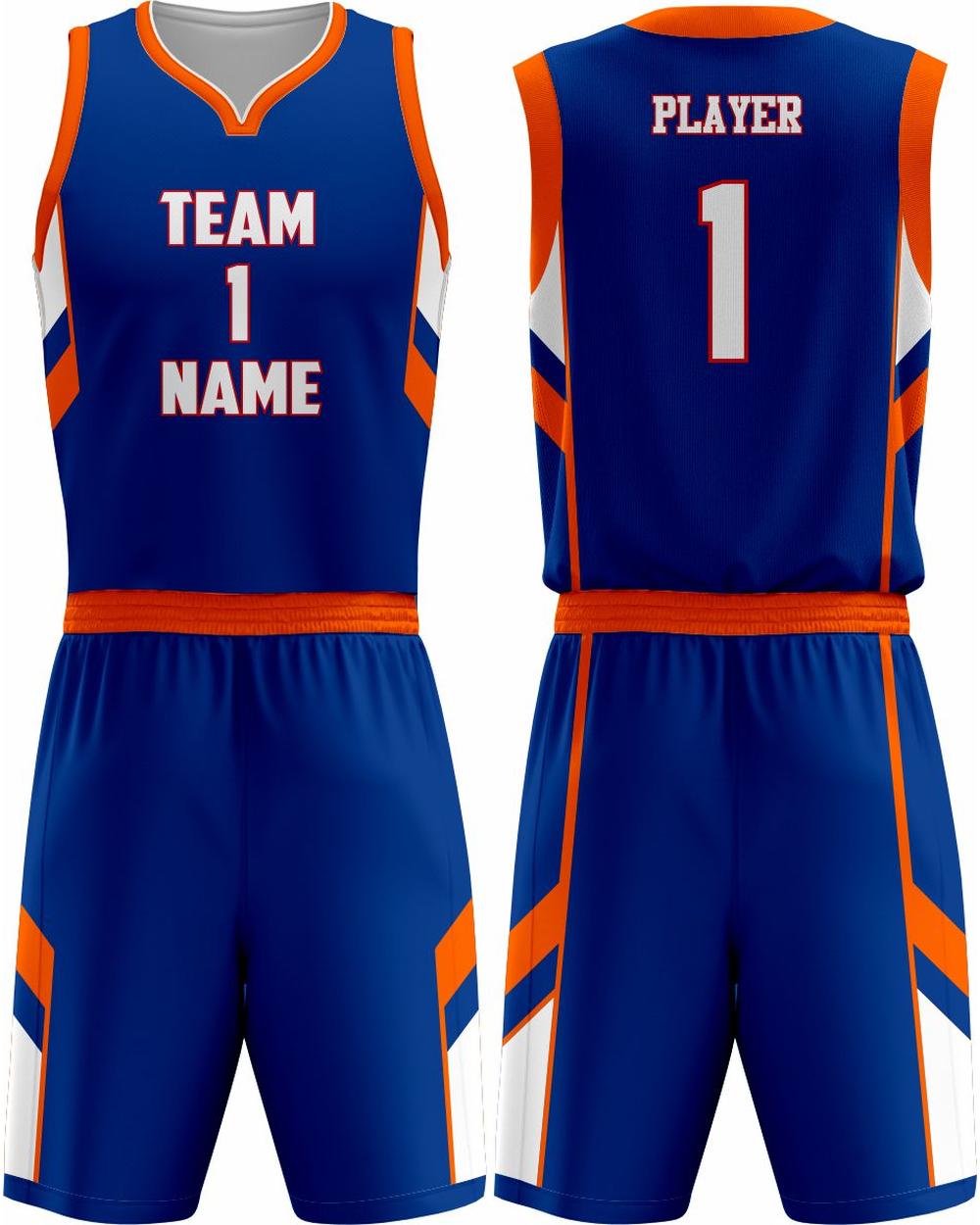 SportUniform Men's Dallas Sublimated Basketball Uniform, color: Royal/Orange