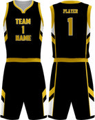SportUniform Dallas Sublimated Basketball Uniform, color: Black/Gold