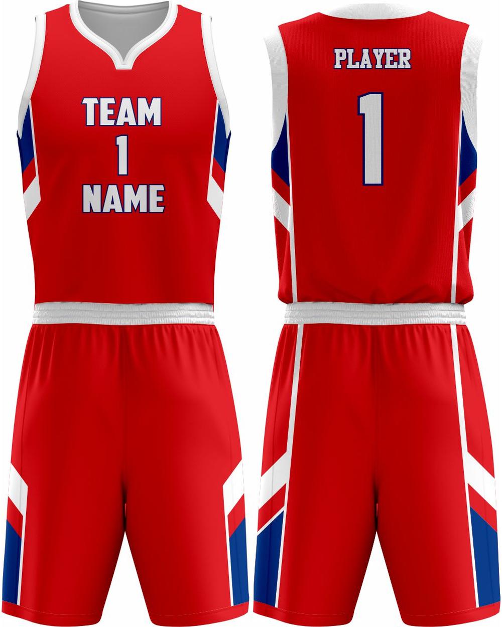 SportUniform Dallas Sublimated Basketball Uniform, color: Red/Royal