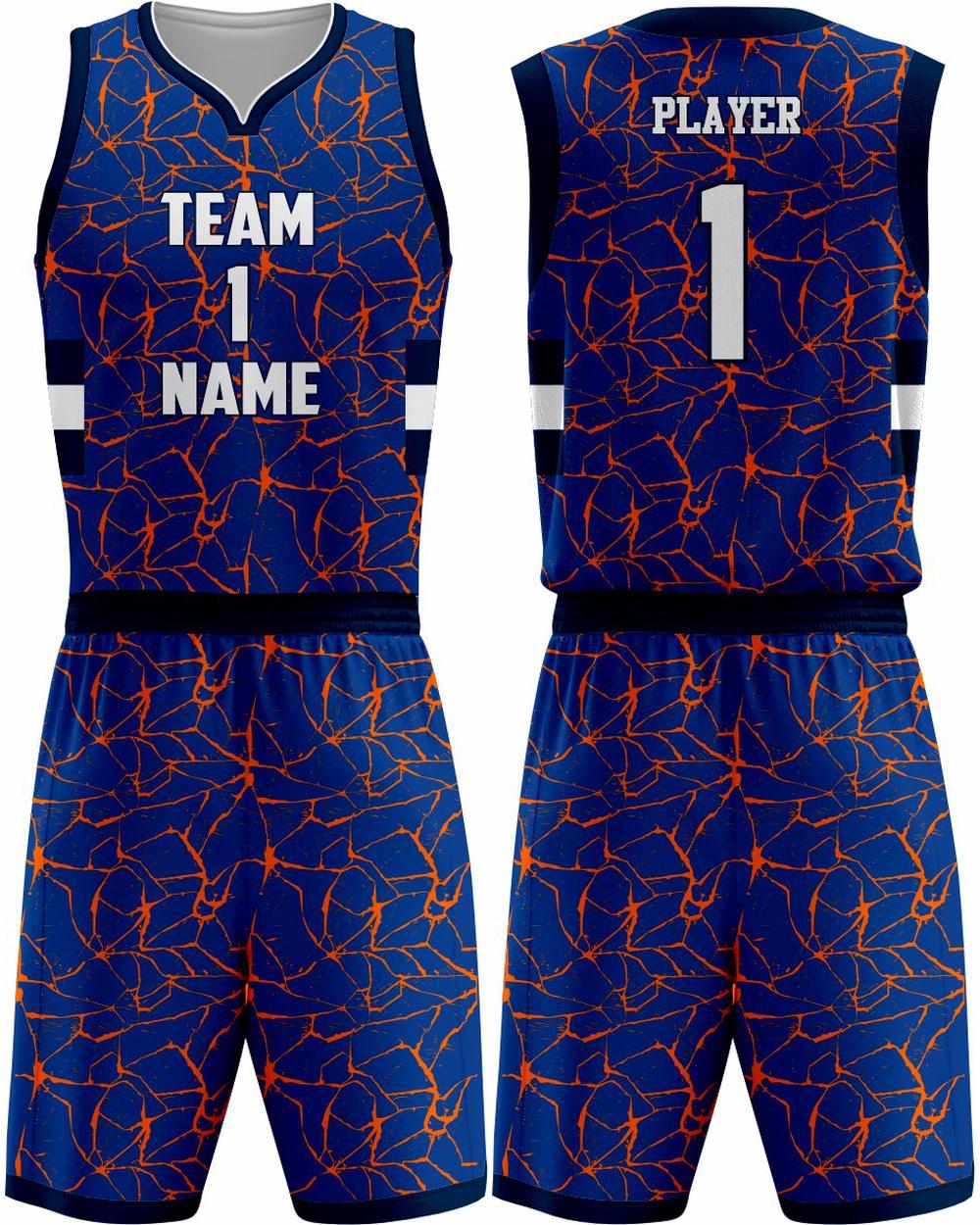 SportUniform Men's Sublimated Basketball Uniform, color: Royal/Orange