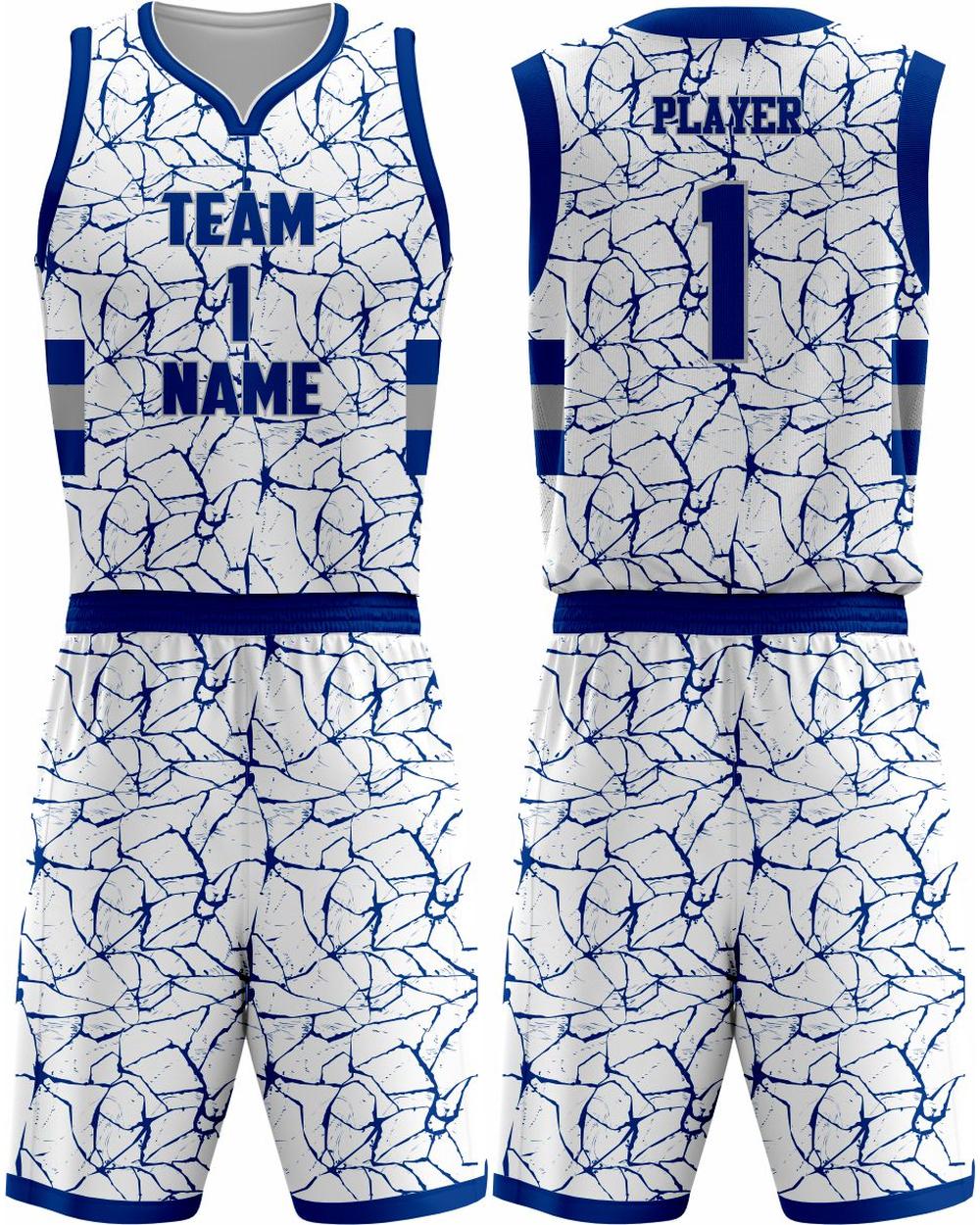 SportUniform Men's Sublimated Basketball Uniform, color: White/Royal