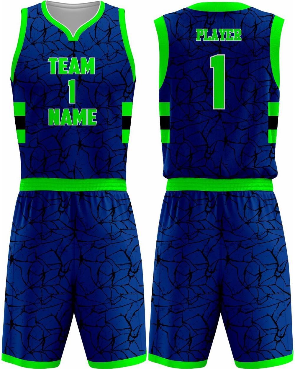 SportUniform Men's Sublimated Basketball Uniform, color: Royal/Neon Green