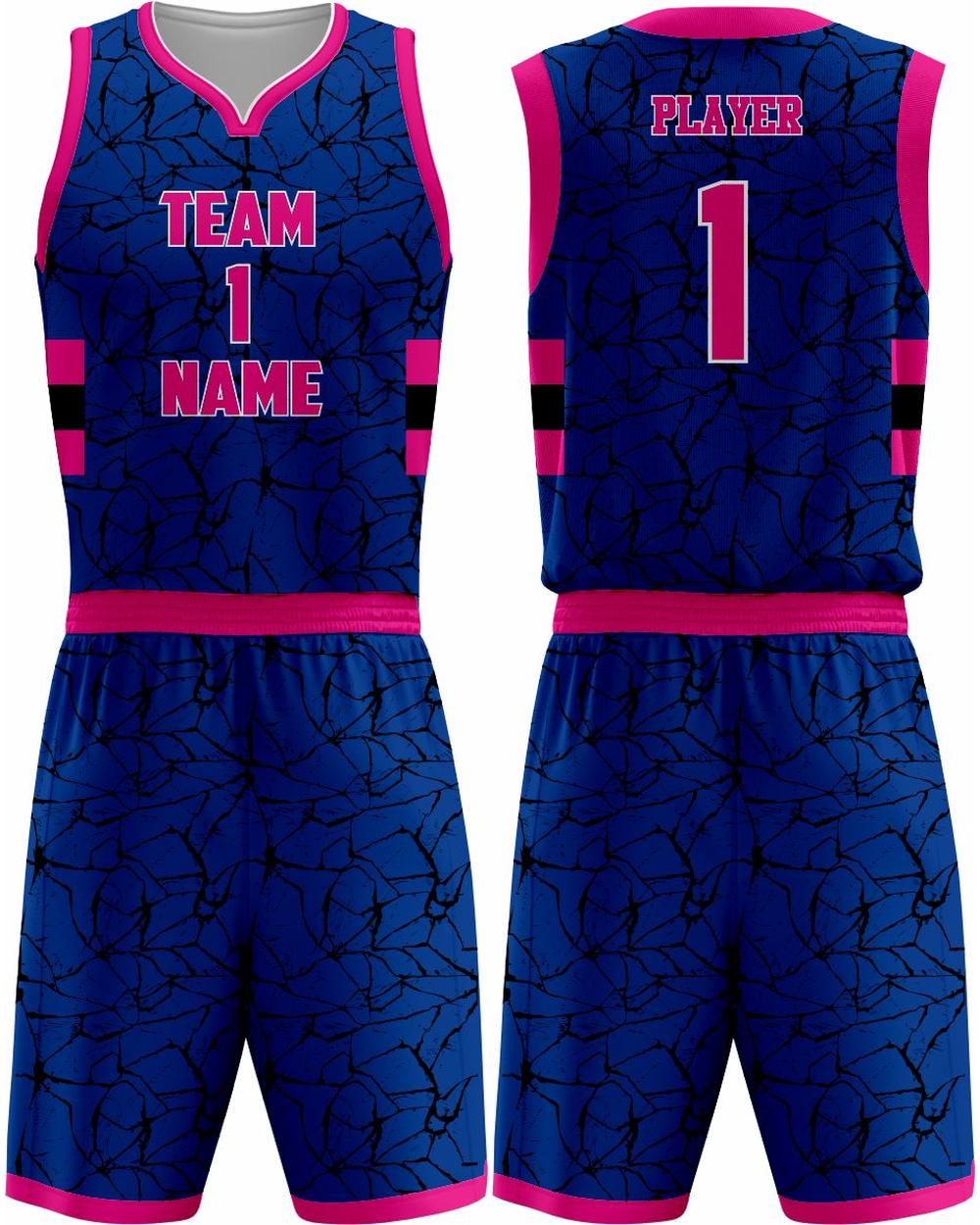SportUniform Men's Sublimated Basketball Uniform, color: Royal/Neon Pink