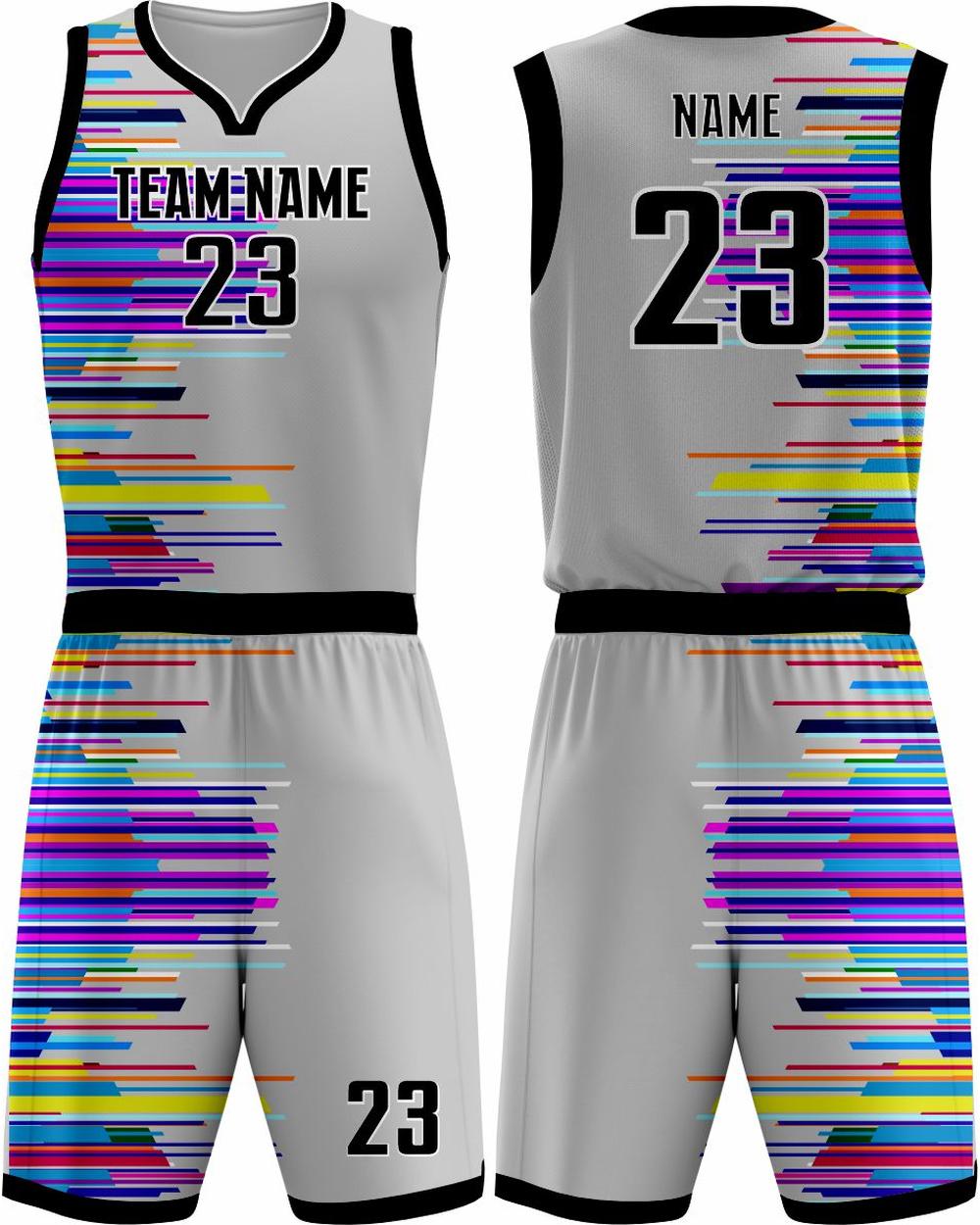 SportUniform Youth Graph Sublimated Basketball Uniform, color: Grey/Black
