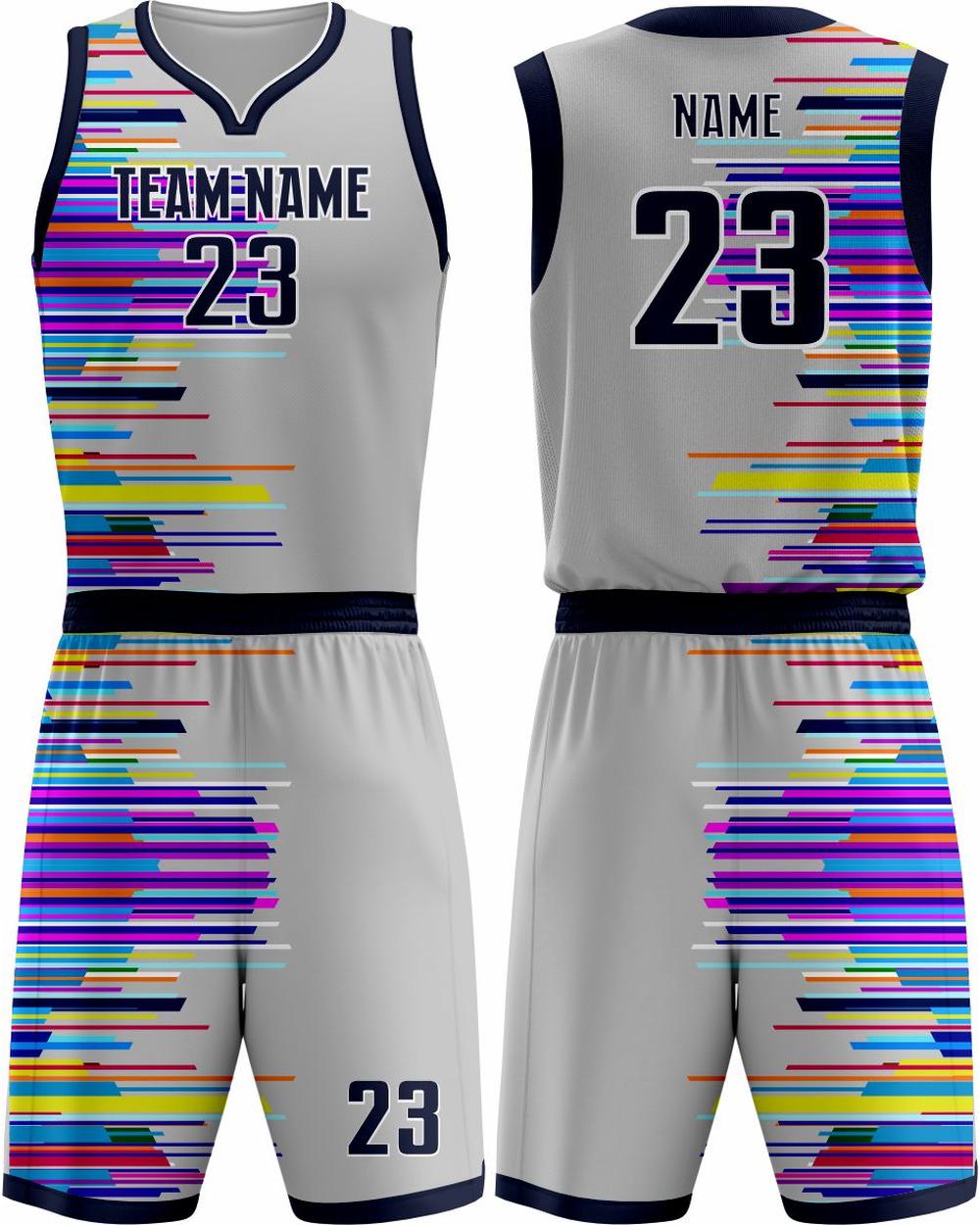 SportUniform Youth Graph Sublimated Basketball Uniform, color: Grey/Navy