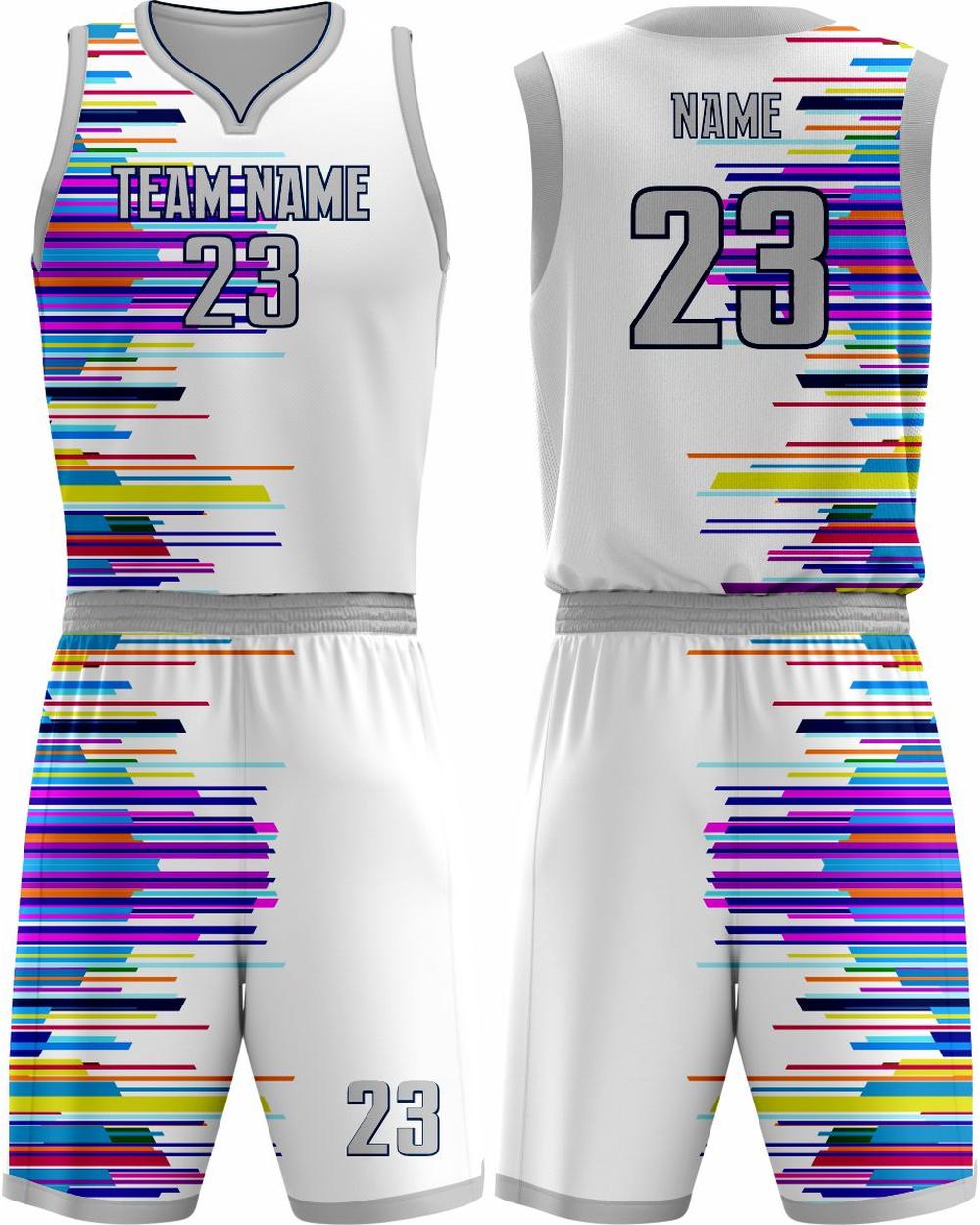 SportUniform Youth Graph Sublimated Basketball Uniform, color: White/Grey