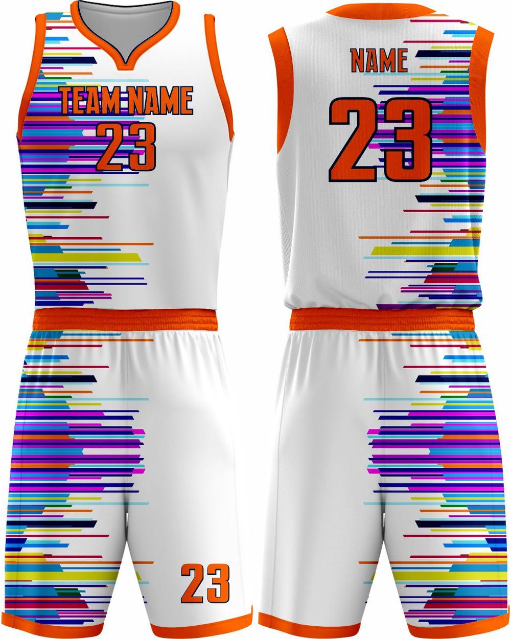 SportUniform Youth Graph Sublimated Basketball Uniform, color: White/Orange