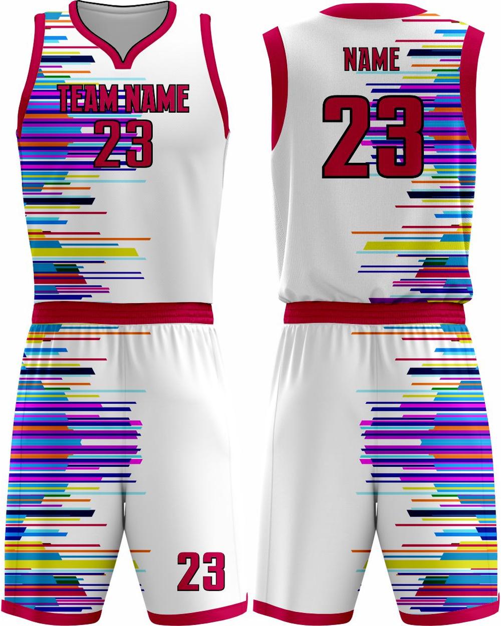 SportUniform Graph Sublimated Basketball Uniform, color: White/Red