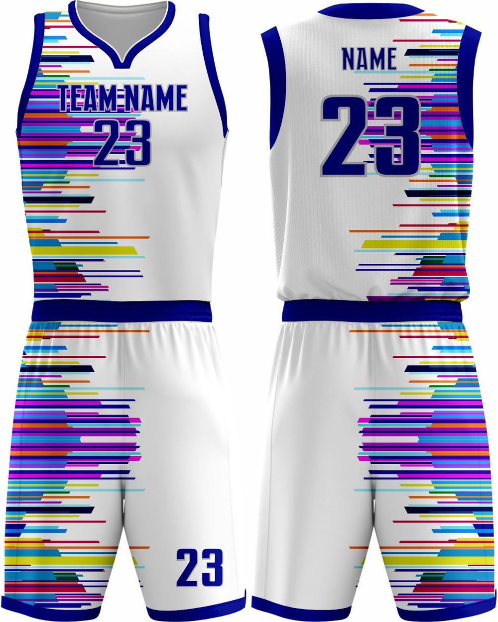 SportUniform Graph Sublimated Basketball Uniform, color: White/Royal