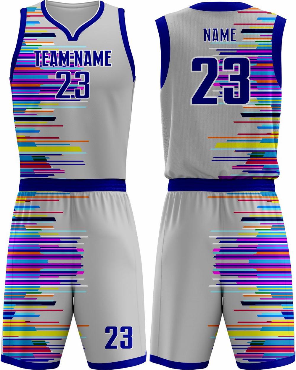 SportUniform Graph Sublimated Basketball Uniform, color: Grey/Royal
