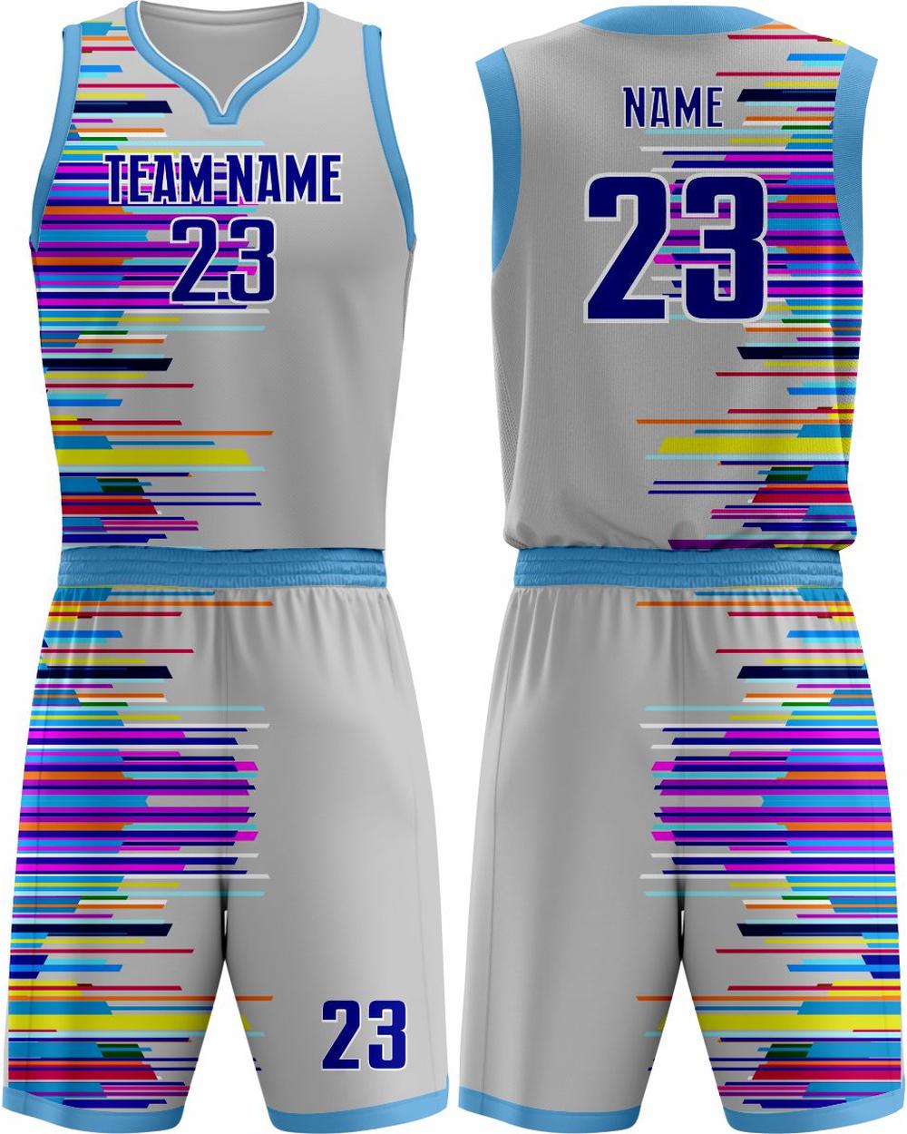 SportUniform Youth Graph Sublimated Basketball Uniform, color: Grey/Carolina Blue