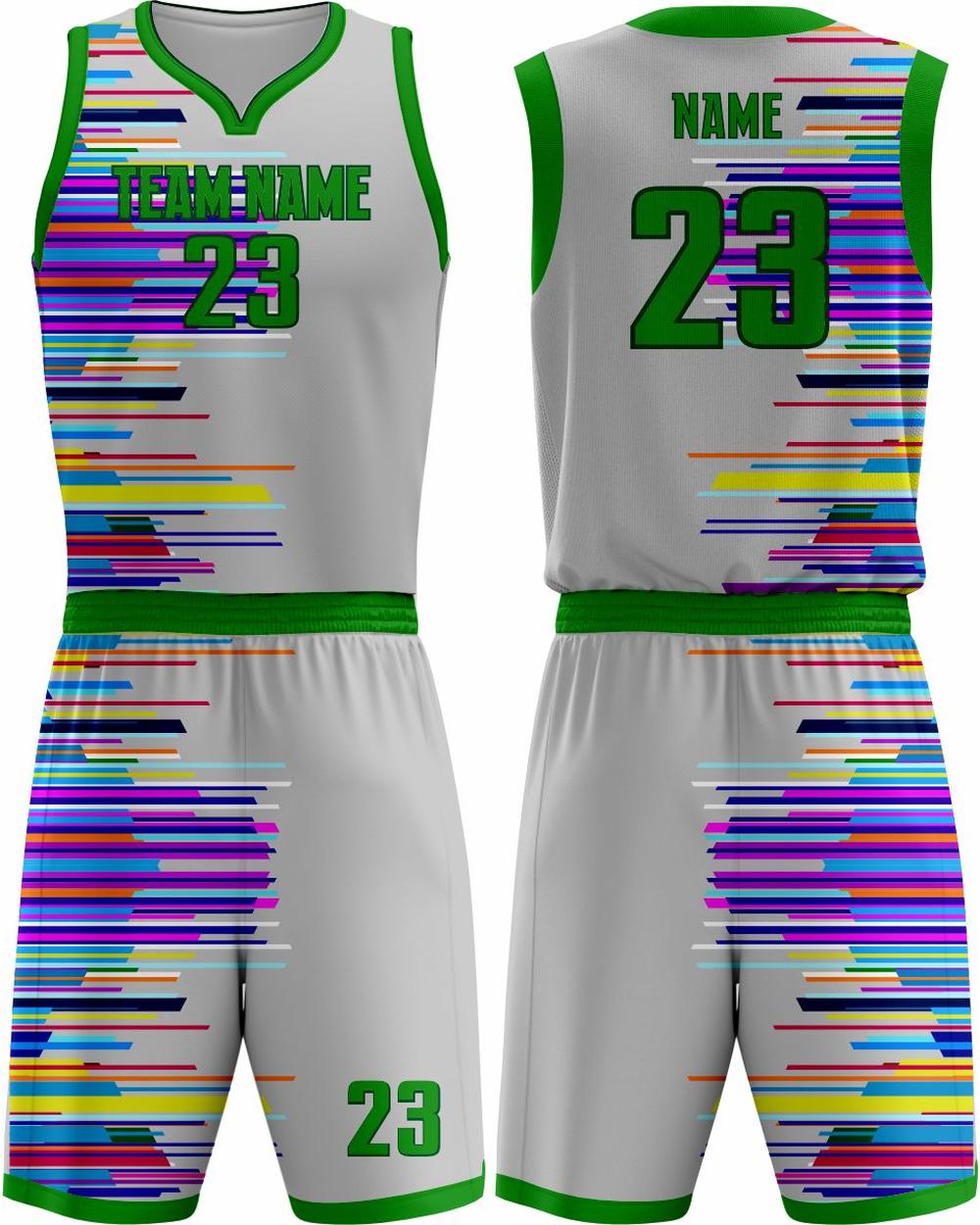 SportUniform Graph Sublimated Basketball Uniform, color: Grey/Kelly