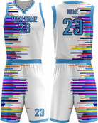 SportUniform Graph Sublimated Basketball Uniform, color: White/Carolina Blue