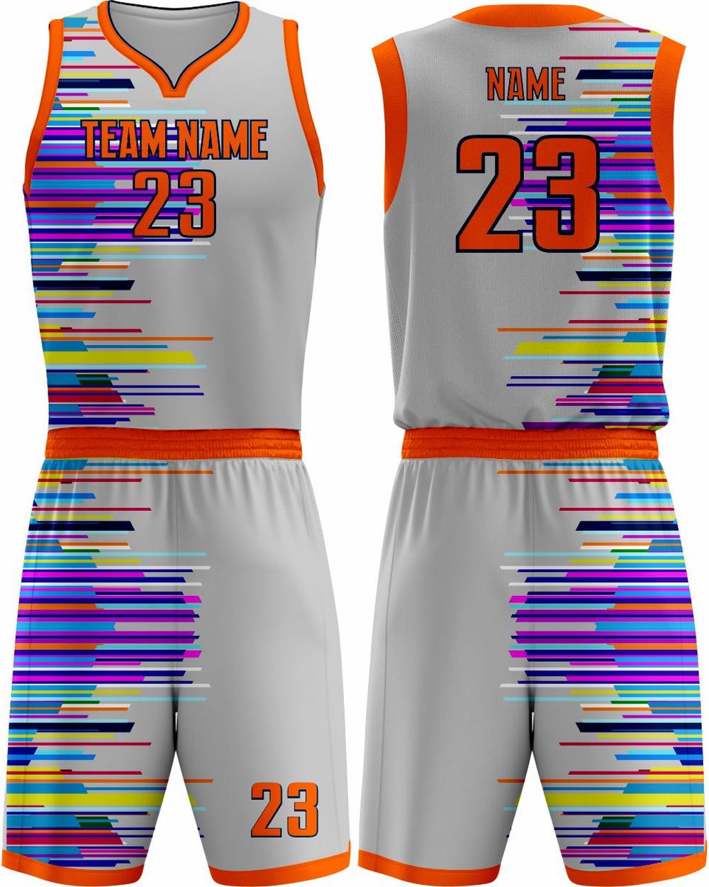 SportUniform Graph Sublimated Basketball Uniform, color: Grey/Orange