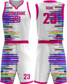 SportUniform Graph Sublimated Basketball Uniform, color: White/Neon Pink