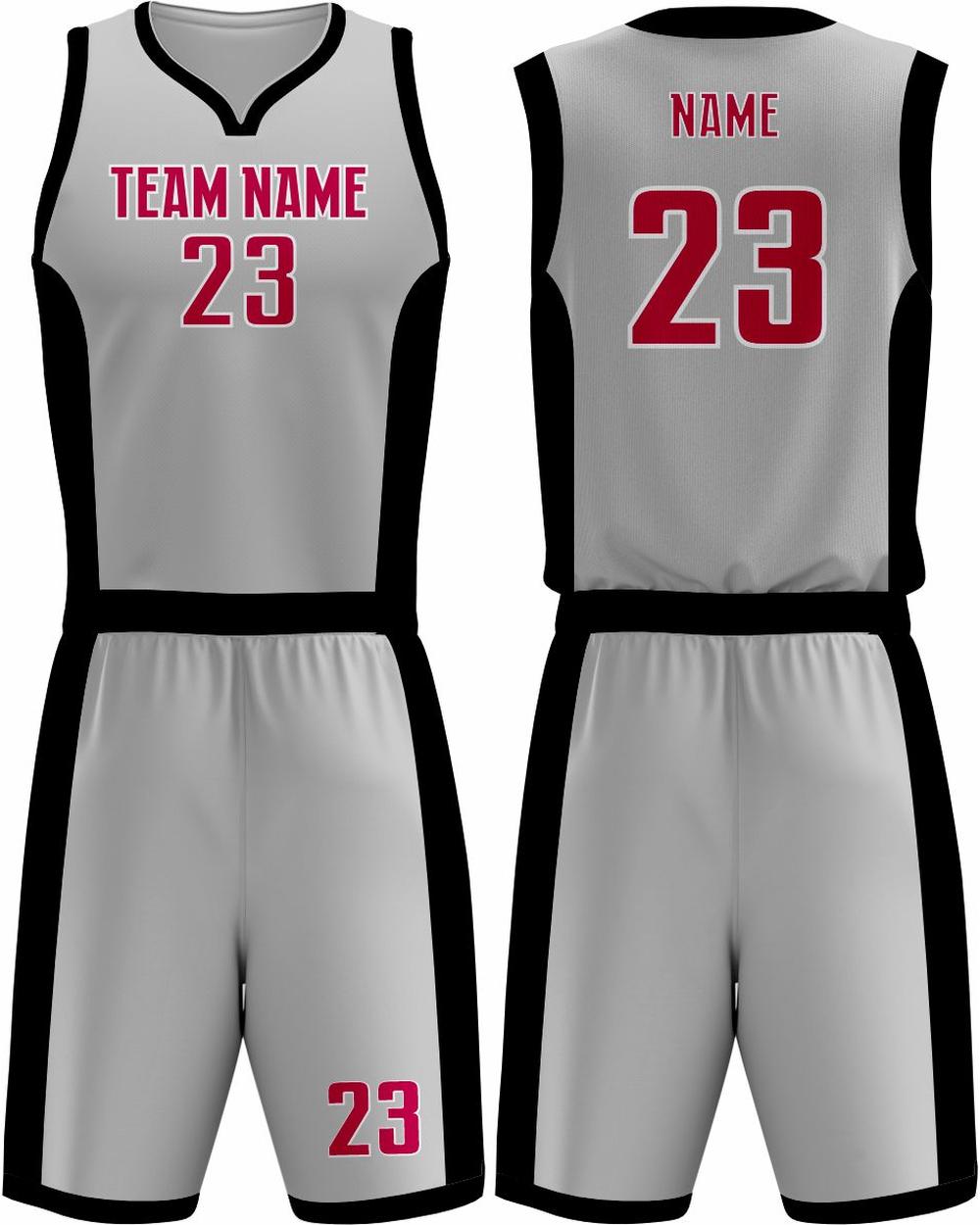 SportUniform Youth MVP Sublimated Basketball Uniform, color: Grey/Black