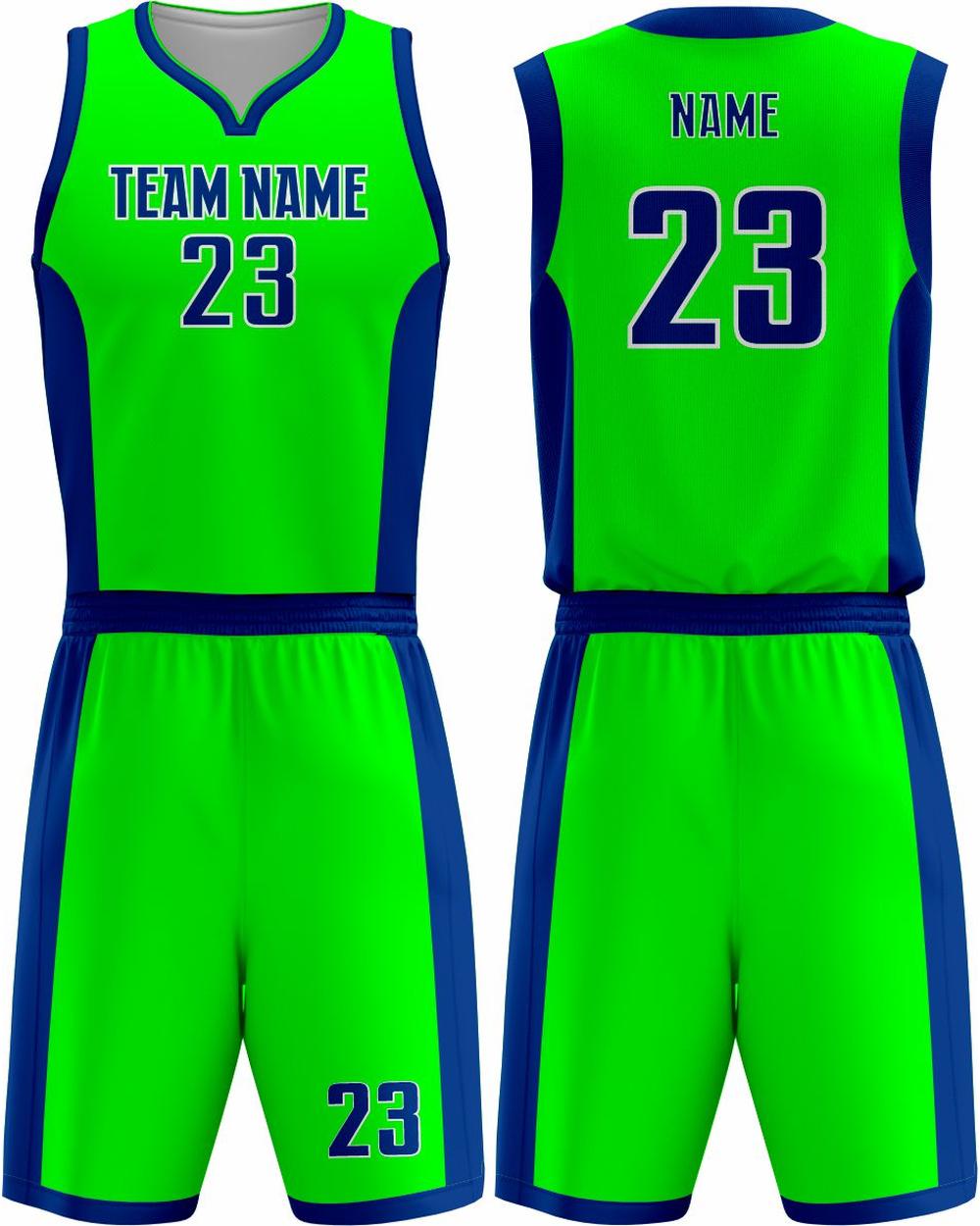 SportUniform Youth MVP Sublimated Basketball Uniform, color: Neon Green/Royal