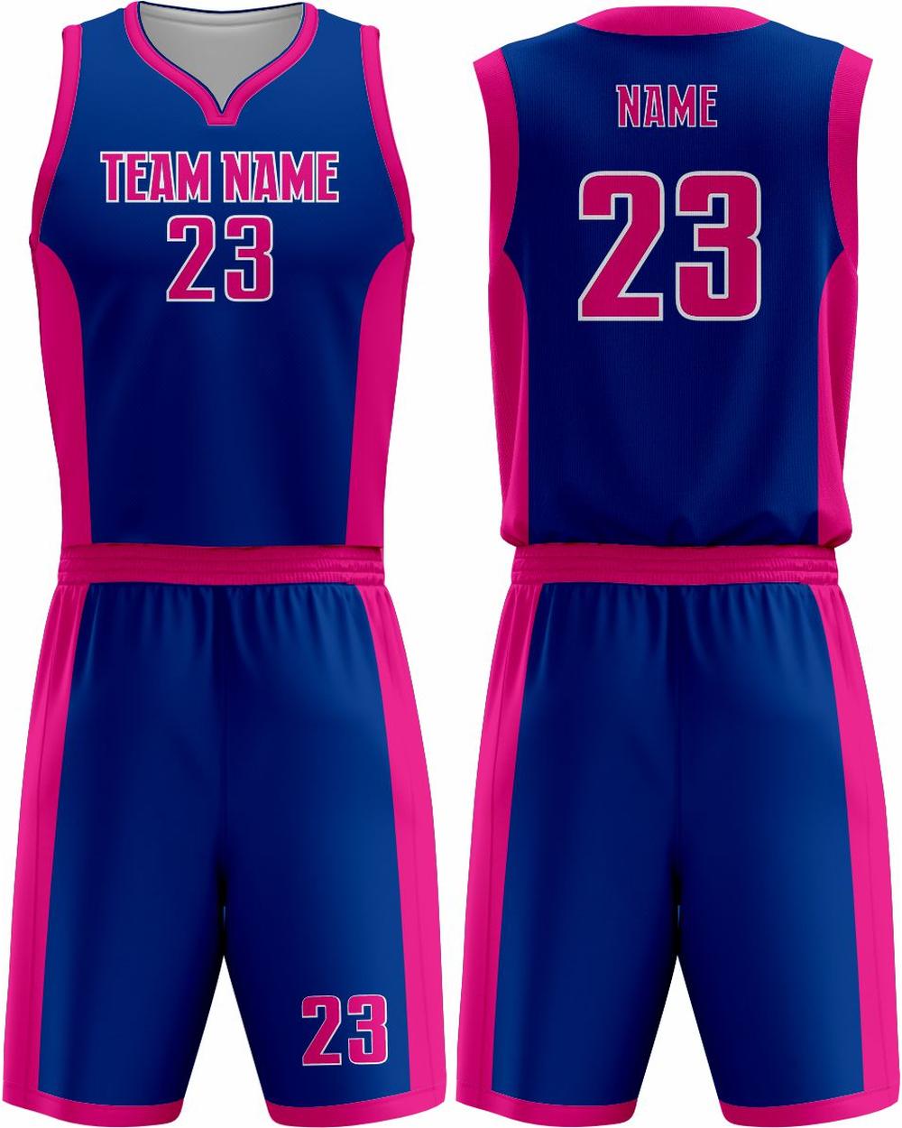 SportUniform Youth MVP Sublimated Basketball Uniform, color: Royal/Neon Pink