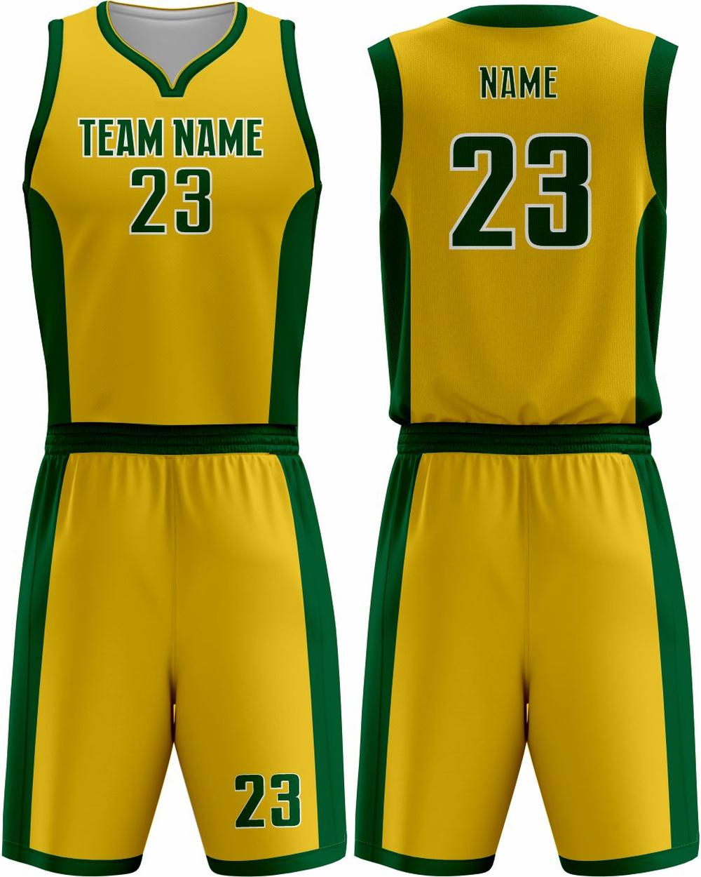 SportUniform MVP Sublimated Basketball Uniform, color: Gold/Forest