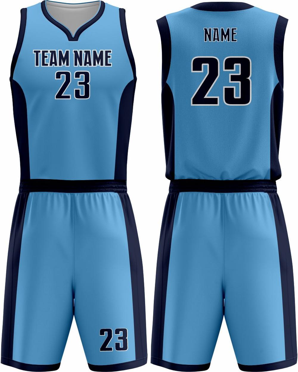 SportUniform MVP Sublimated Basketball Uniform, color: Carolina Blue/Navy