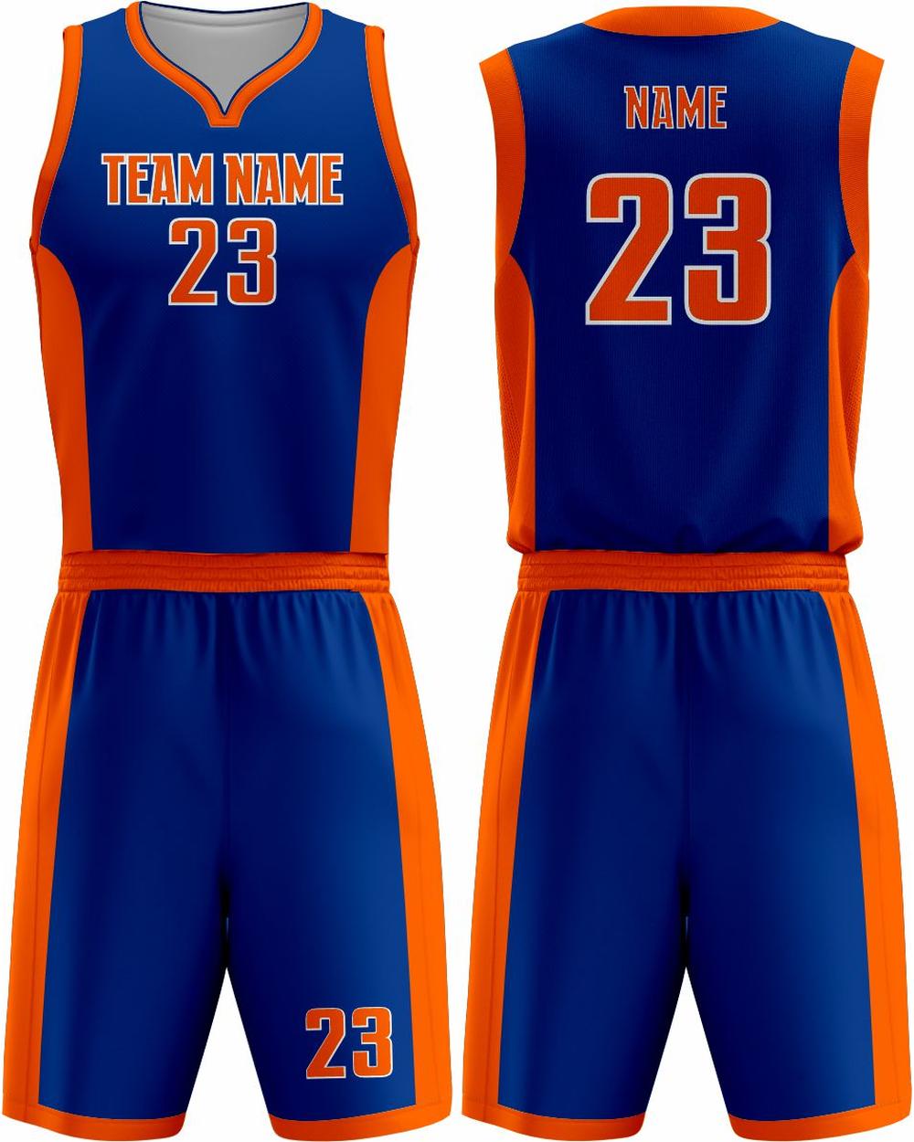 SportUniform Men's MVP Sublimated Basketball Uniform, color: Royal/Orange
