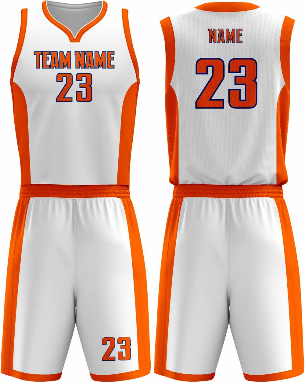 SportUniform Men's MVP Sublimated Basketball Uniform, color: White/Orange