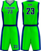 SportUniform MVP Sublimated Basketball Uniform, color: Neon Green/Royal