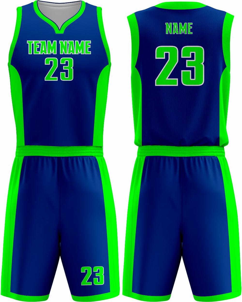 SportUniform MVP Sublimated Basketball Uniform, color: Royal/Neon Green