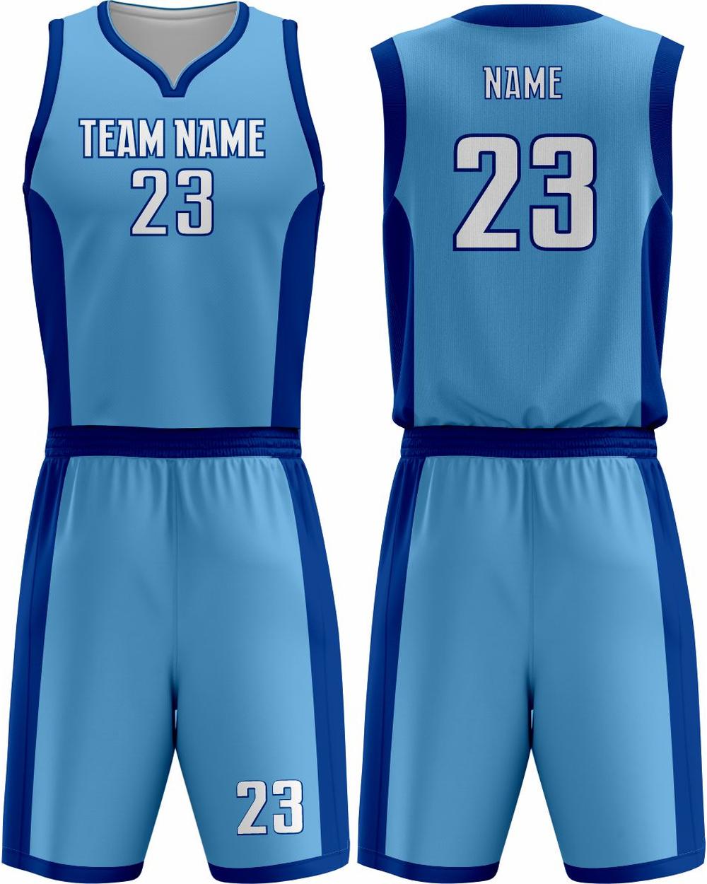 SportUniform Men's MVP Sublimated Basketball Uniform, color: Carolina Blue/Royal