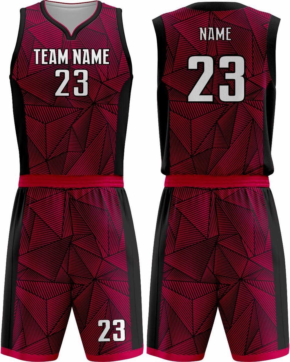 SportUniform Geometric Sublimated Basketball Uniform, color: Maroon