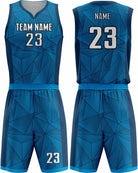 SportUniform Geometric Sublimated Basketball Uniform, color: Neon Blue