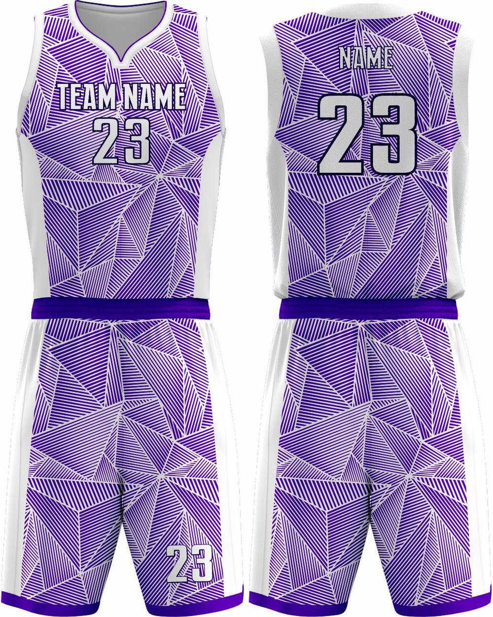 SportUniform Geometric Sublimated Basketball Uniform, color: Purple