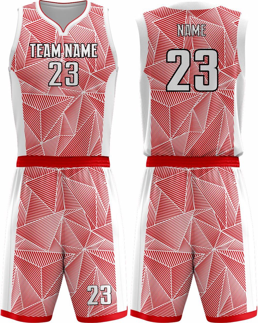 SportUniform Men's Geometric Sublimated Basketball Uniform, color: Red