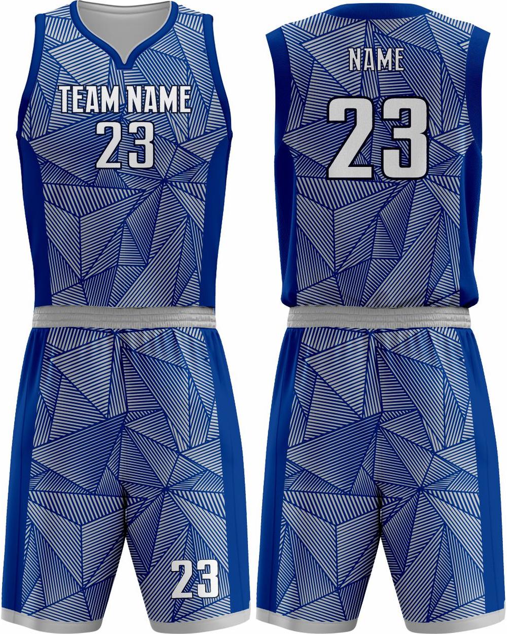 SportUniform Geometric Sublimated Basketball Uniform, color: Royal