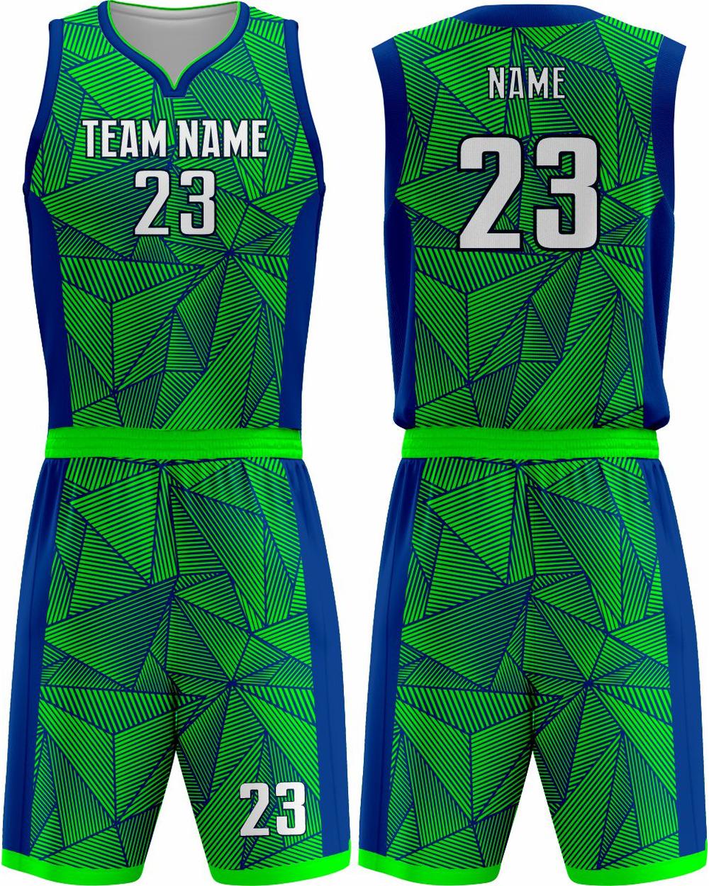 SportUniform Geometric Sublimated Basketball Uniform, color: Neon Green