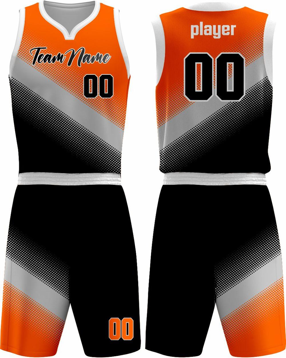 SportUniform Gazal Sublimated Basketball Uniform, color: Orange/Black
