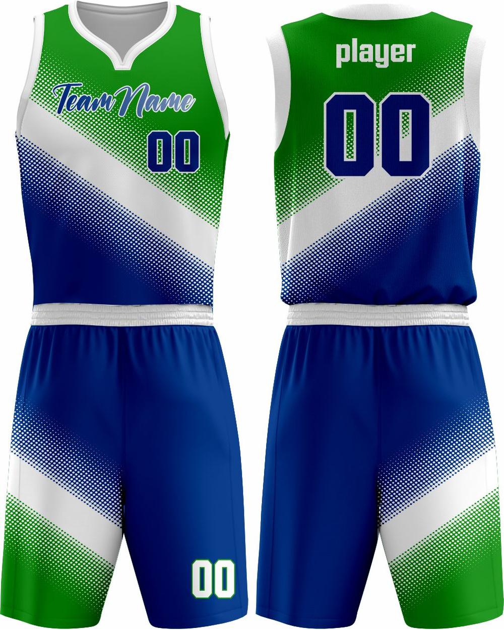 SportUniform Gazal Sublimated Basketball Uniform, color: Kelly/Royal