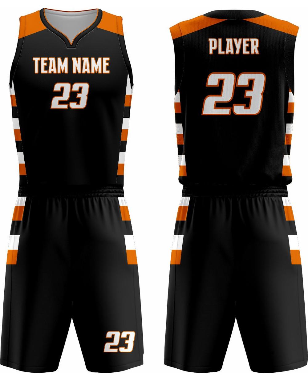 SportUniform Youth Sublimated Basketball Uniform, color: Black/Orange