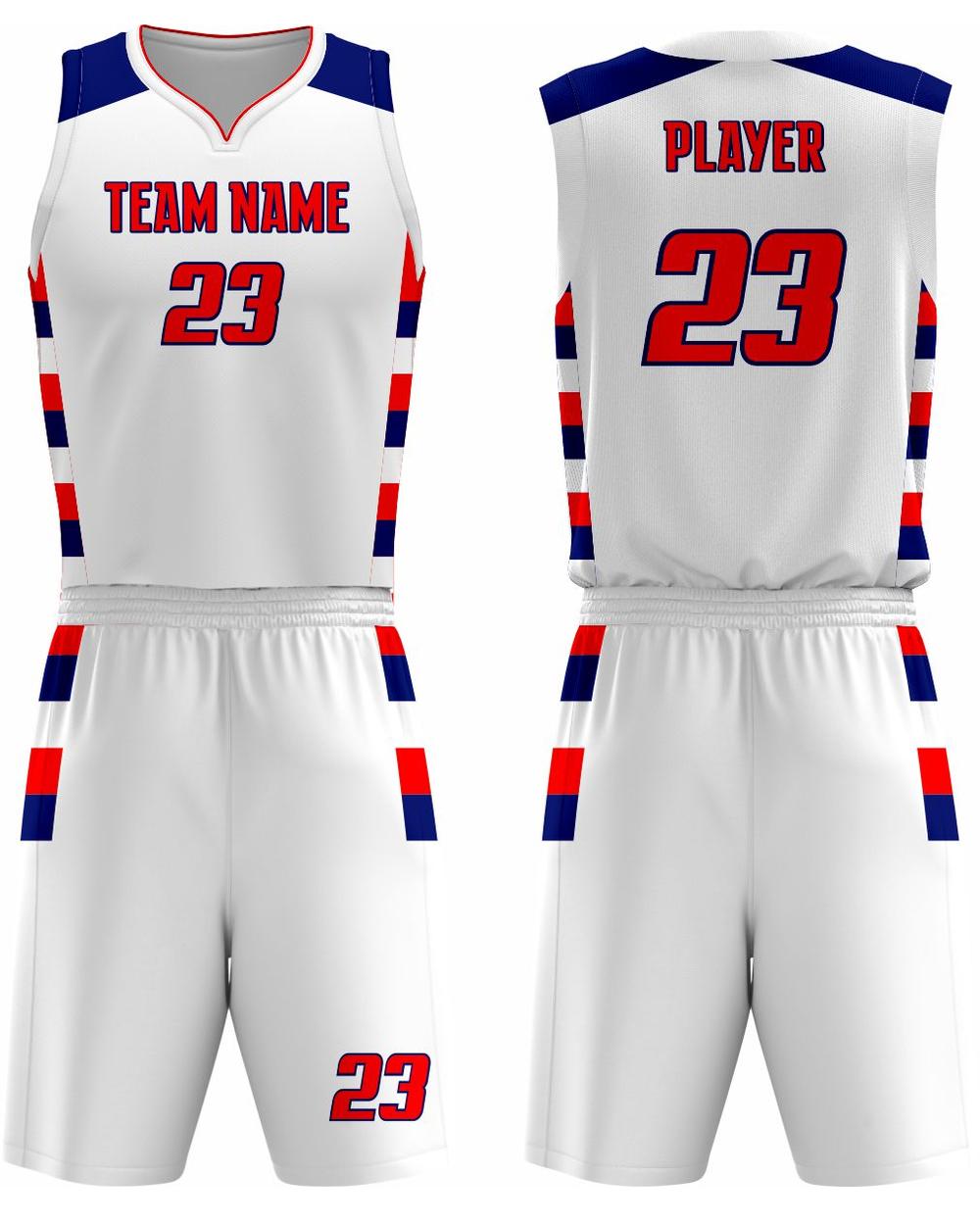 SportUniform Youth Sublimated Basketball Uniform, color: White/Red