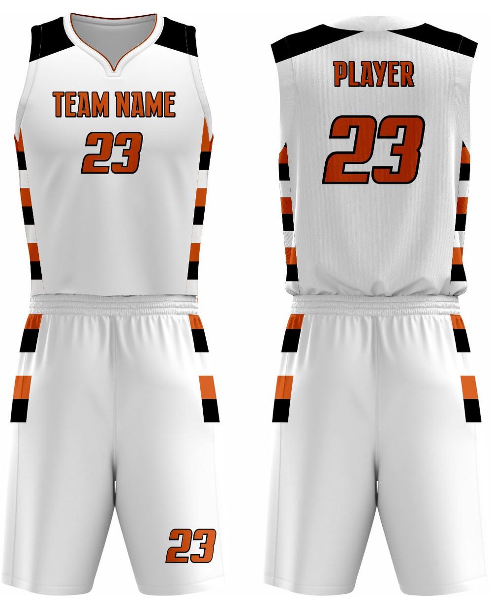 SportUniform Sublimated Basketball Uniform, color: White/Texas Orange