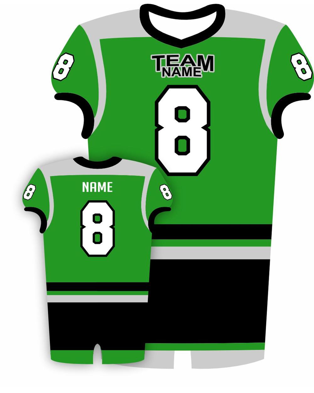 SportUniform EndZone Sublimated Football Jersey, color: Kelly/Black