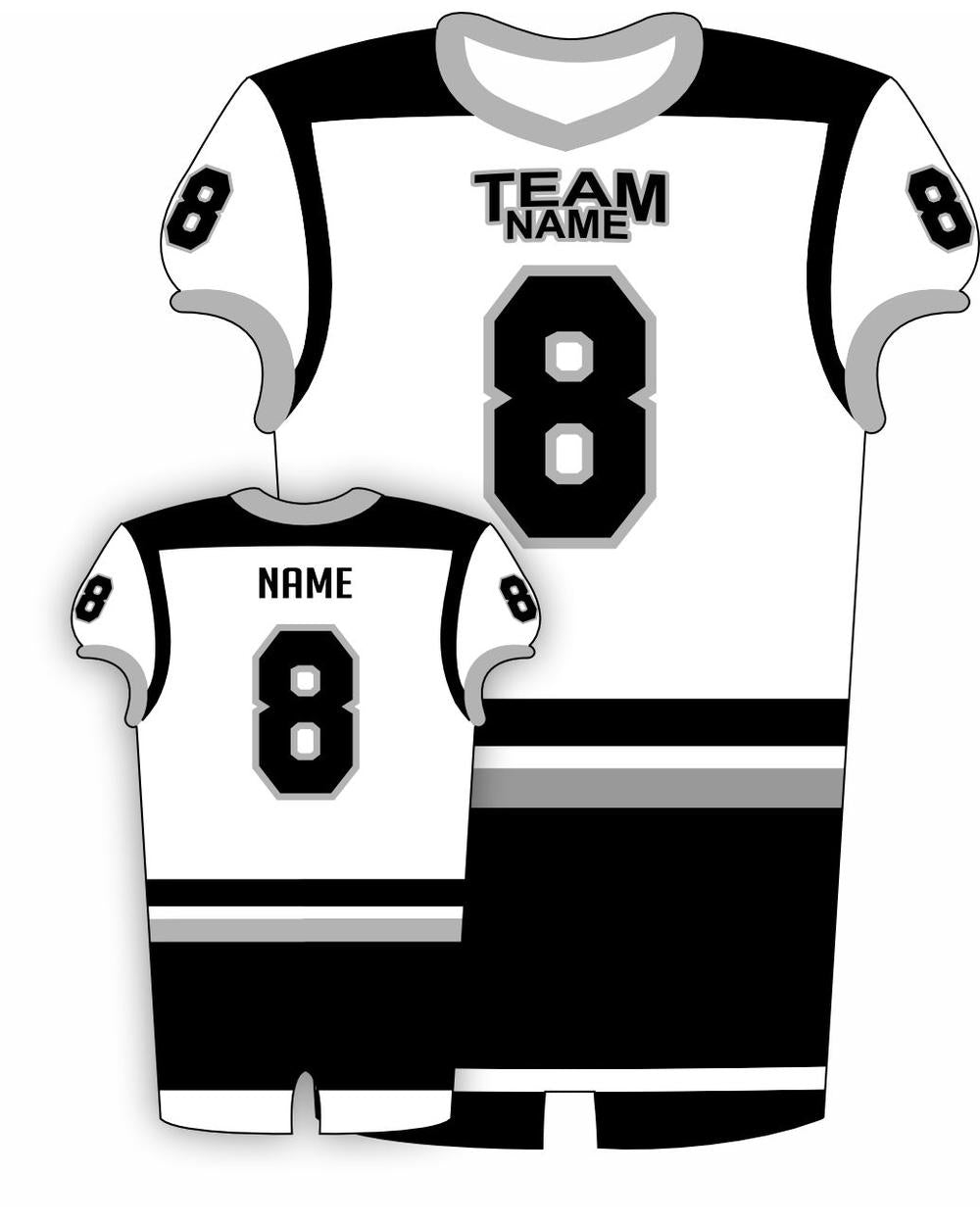 SportUniform EndZone Sublimated Football Jersey, color: White/Black