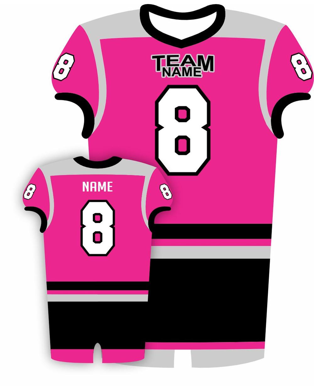 SportUniform Men's EndZone Sublimated Football Jersey, color: Neon Pink/Black