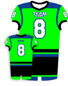 SportUniform EndZone Sublimated Football Jersey, color: Neon Green/Royal