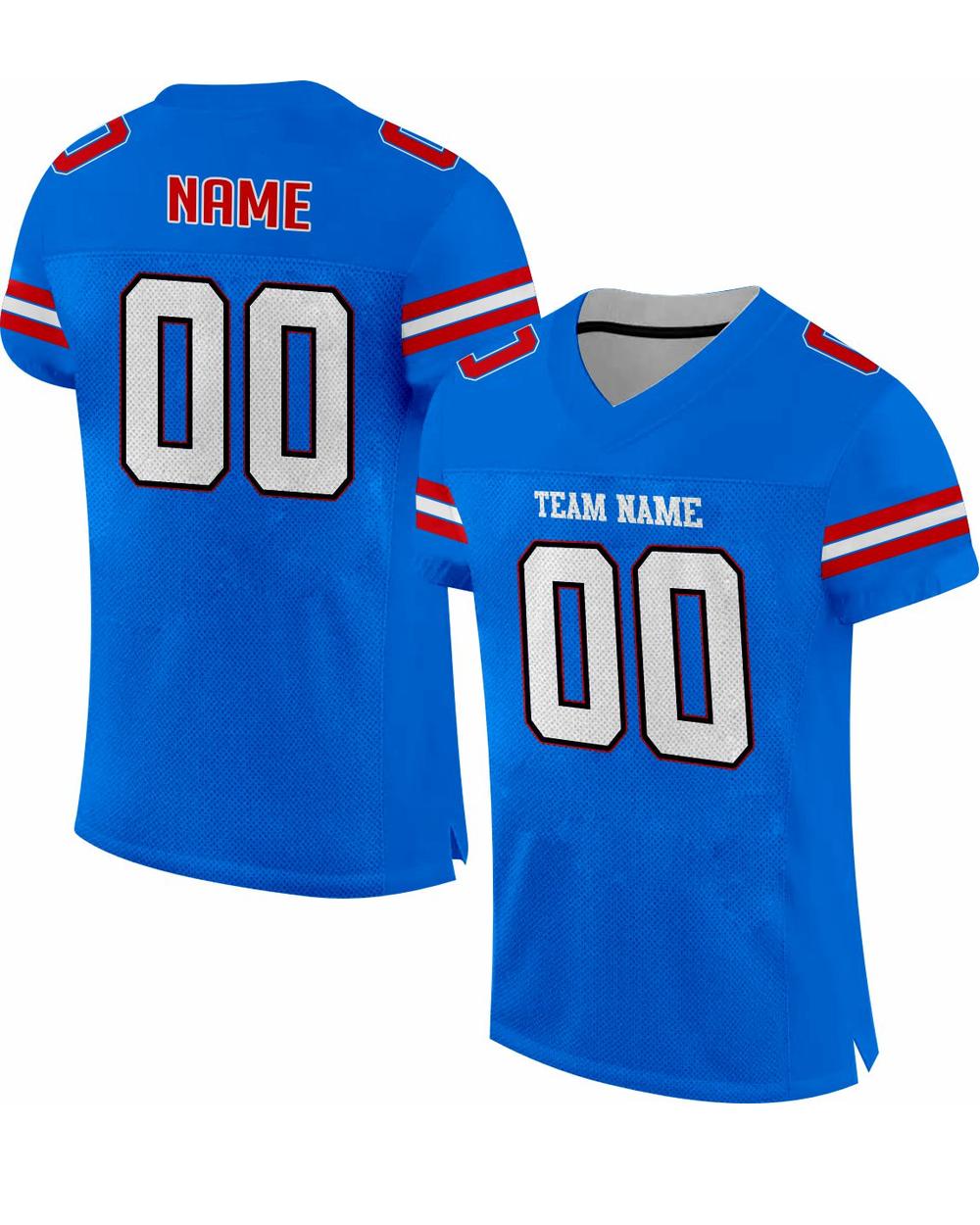 SportUniform GOAT Sublimated Football Jersey, color: Neon Blue/White