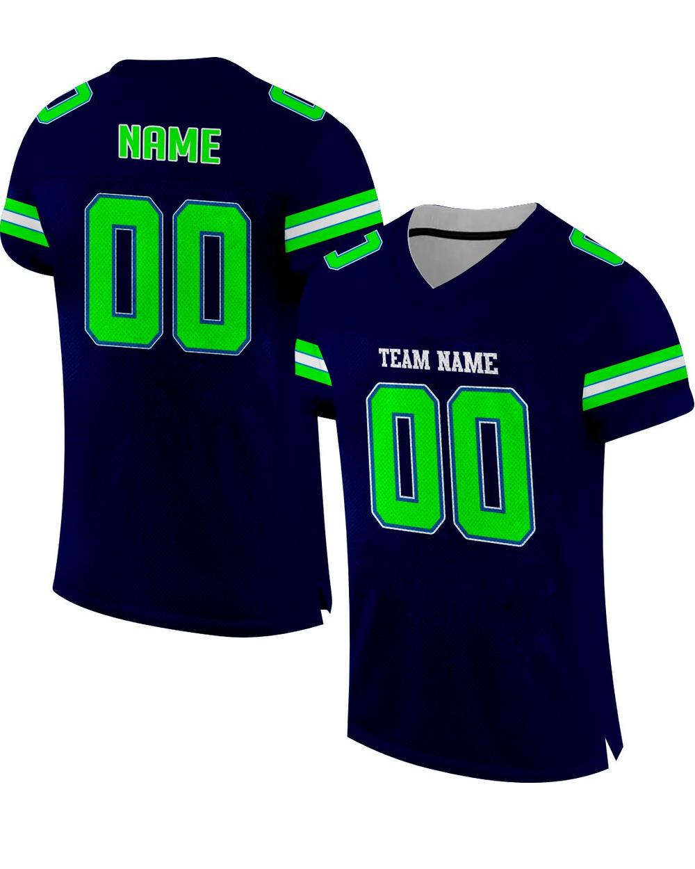 SportUniform Men's GOAT Sublimated Football Jersey, color: Navy/Neon Green